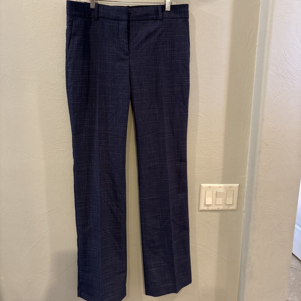 NWOT Ann Taylor The Wide-Leg Pant in Navy Plaid Drape Size‎ 8T 36” Inseam